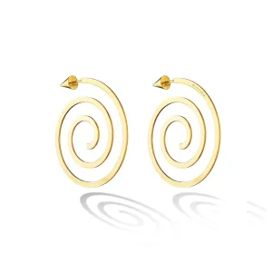 Yellow Gold Essence Hoop Earrings With Cone