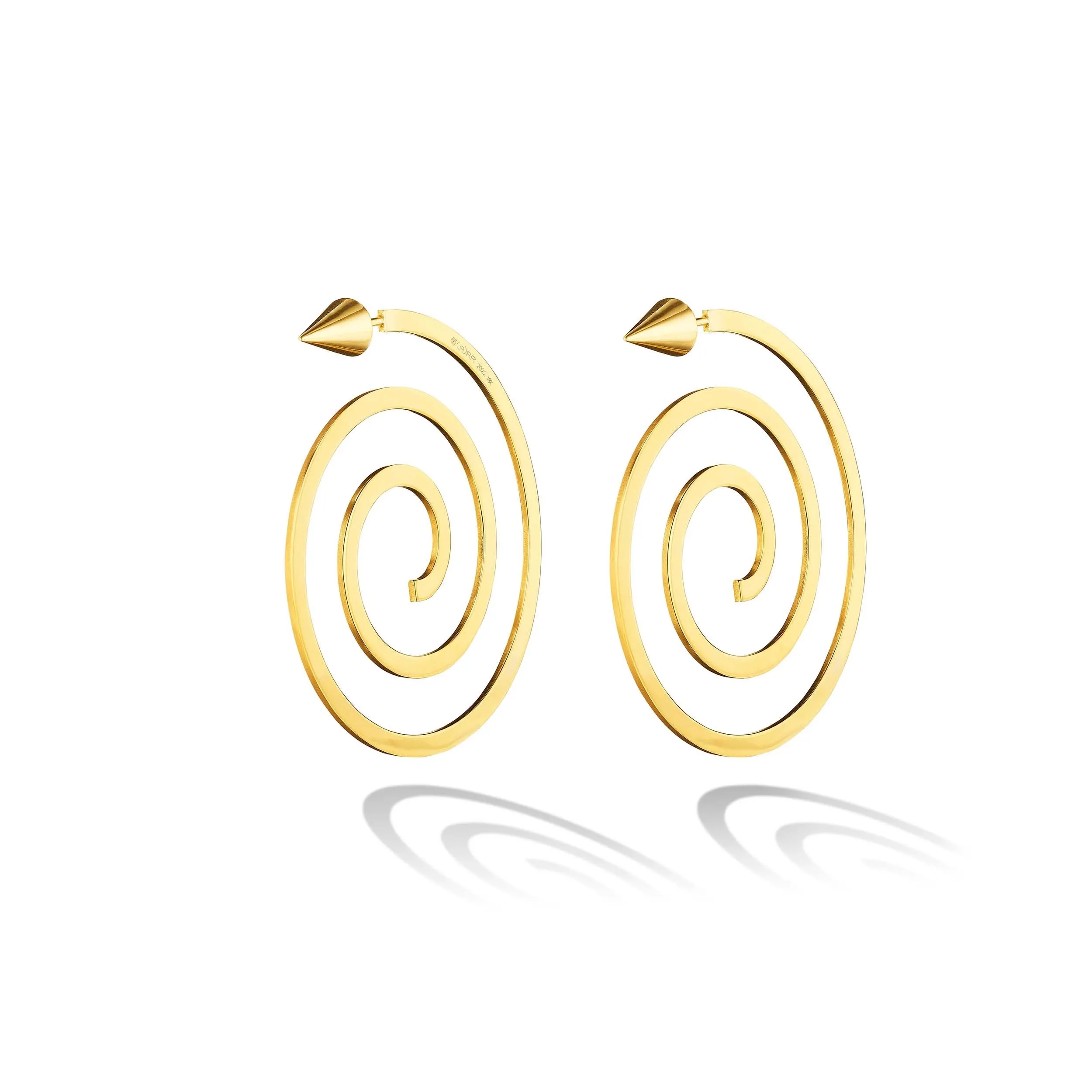 Yellow Gold Essence Hoop Earrings With Cone