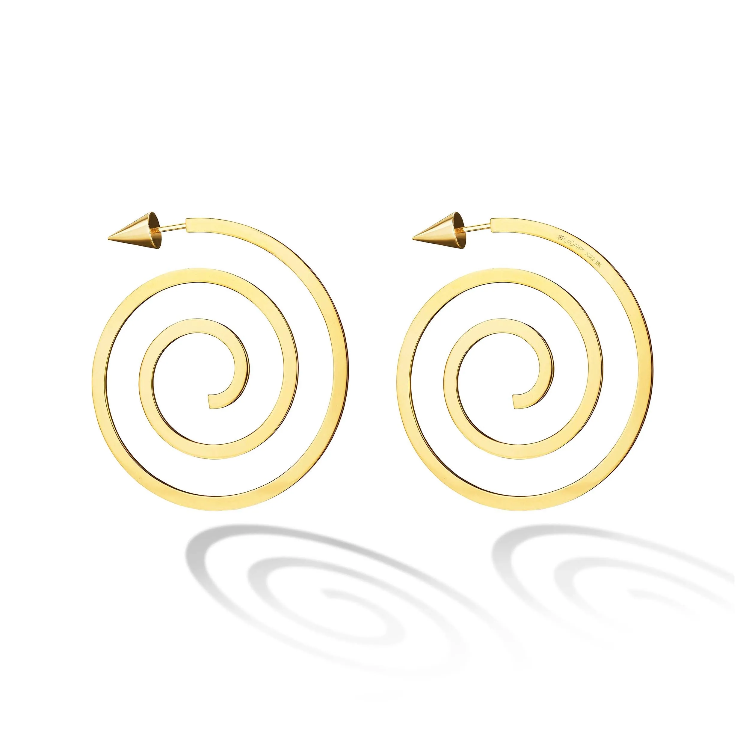 Yellow Gold Essence Hoop Earrings With Cone