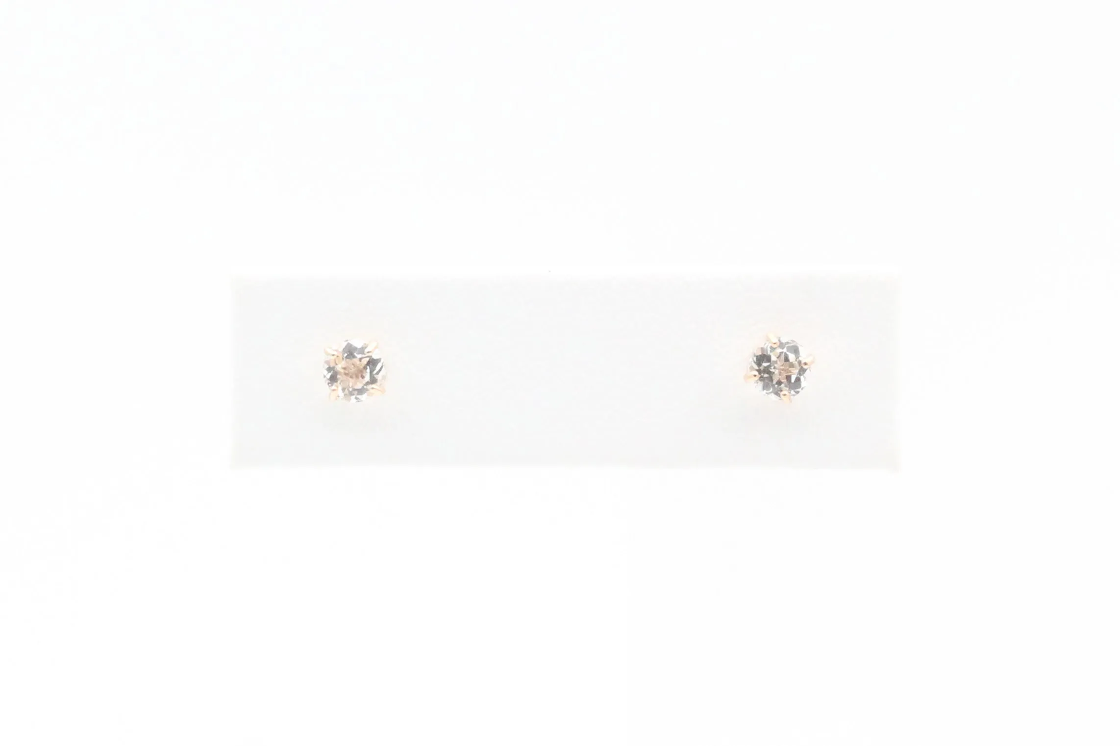 Yellow Gold White Topaz Earrings